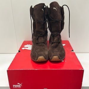 Brown suede Puma boots size 8